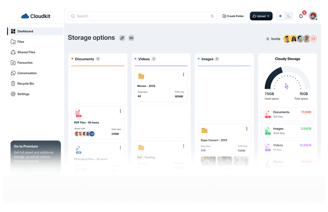 Cloud Storage Management Dashboard
